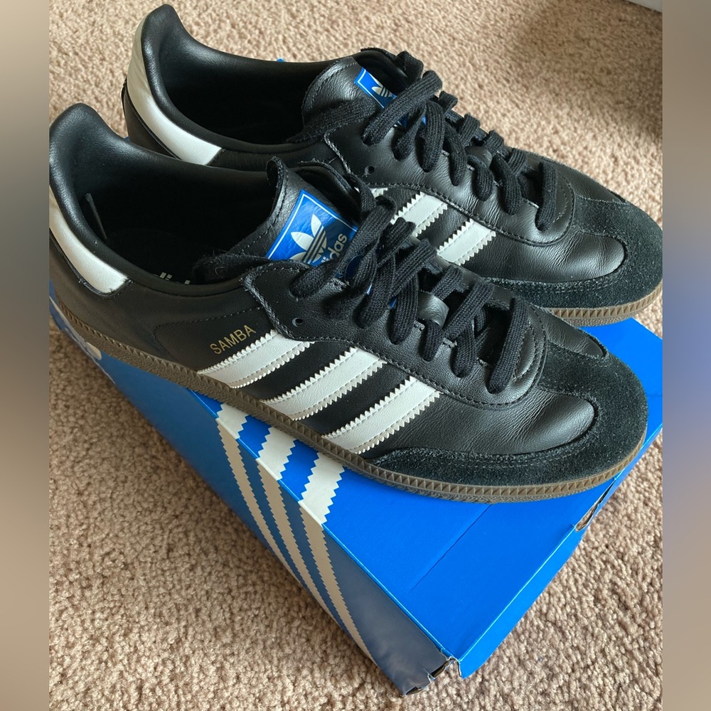 adidas Samba Leather Sneakers in Black and White